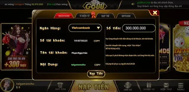 Phương thức rút tiền từ 18Win thông qua chuyển khoản ngân hàng cần được xác định chính xác - 18Win