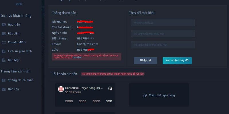 Thông tin nạp tiền của 8Day rất đơn giản - 8Day
